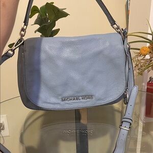 Michael Kors Powder Blue Pebbled Leather Crossbody Bag